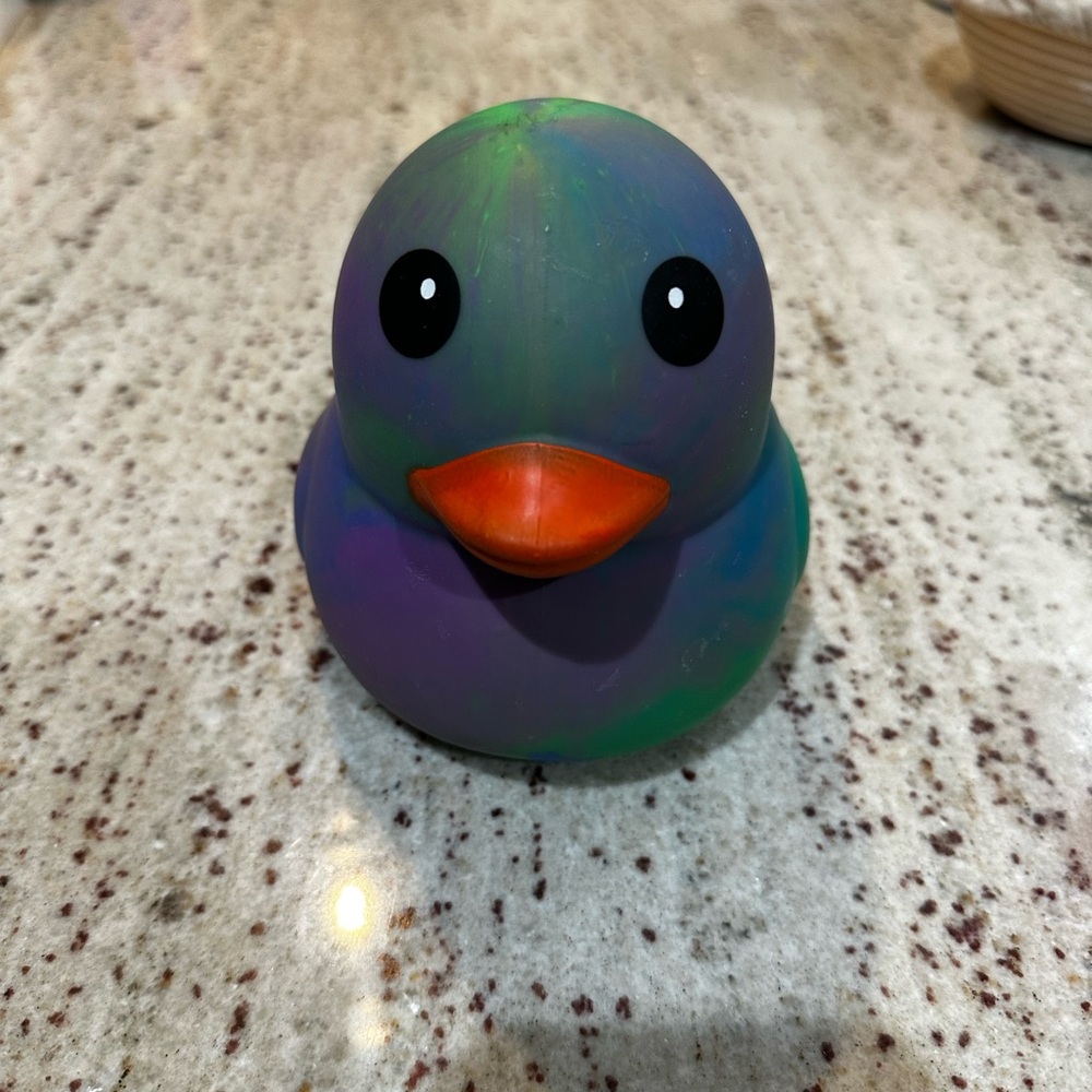 Purple & Green Plush Rubber Duck Toy with Orange Beak - Picture 7 of 12